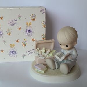 Vintage Precious Moments Boy Treasure Collectible Porcelain Figurine